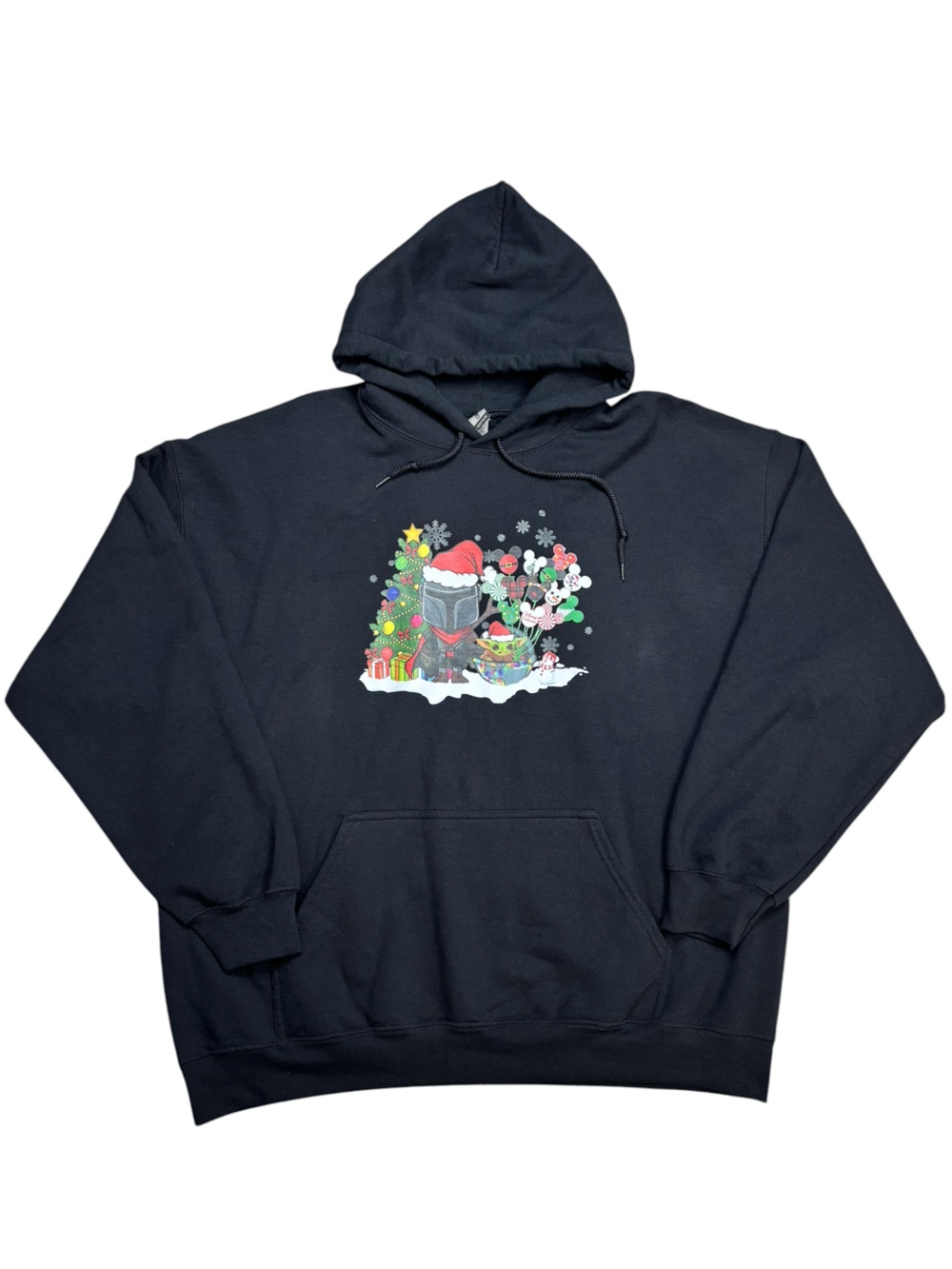Black Heavy Blend Christmas Disney Star Wars Scene Kangaroo Pocket Hoodie XL